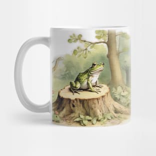 frog on a tree stump Mug